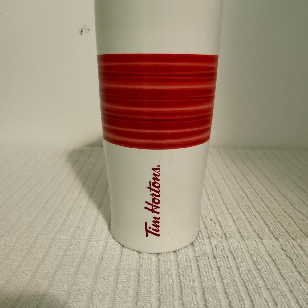 Red and White Travel Mug